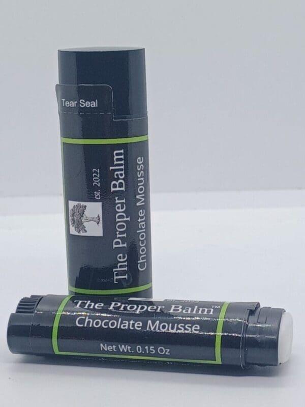 Two tubes of the proper balm chocolate mousse.